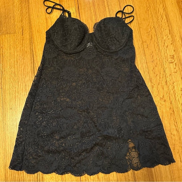 VICTORIA'S SECRET LACIE PUSH UP BODY LACE SLIP SUIT BRA DRESS Black 34C (j10 - Picture 3 of 14